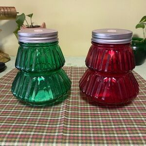 2 Christmas tree lidded glasses (BC-3)